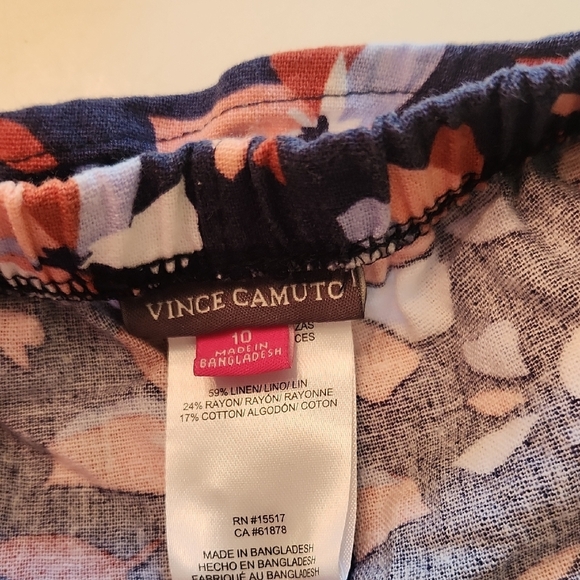 Vince Camuto Navy Blue Floral Linen Peplum Tank And Shorts Set Size 10 - Picture 4 of 9